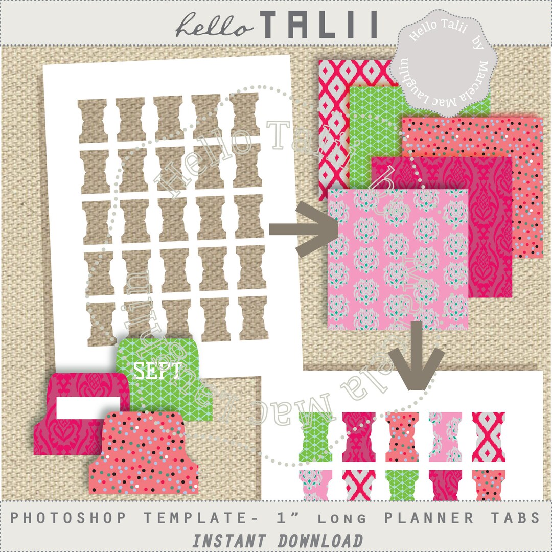 1 Inch TABS for Journal Photoshop Template + ADD ONS- 1