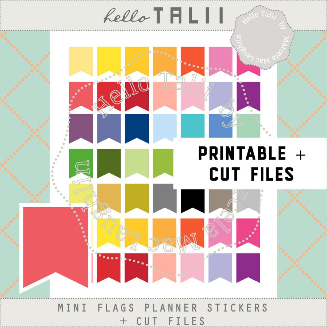 MINI FLAGS STICKERS Printable Stickers + Cut Files- Multicolor ...