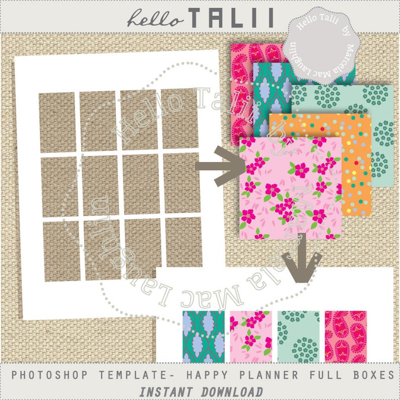 CLASSIC Happy PLANNER Full Boxes Photoshop Template- Full Box Photoshop ...