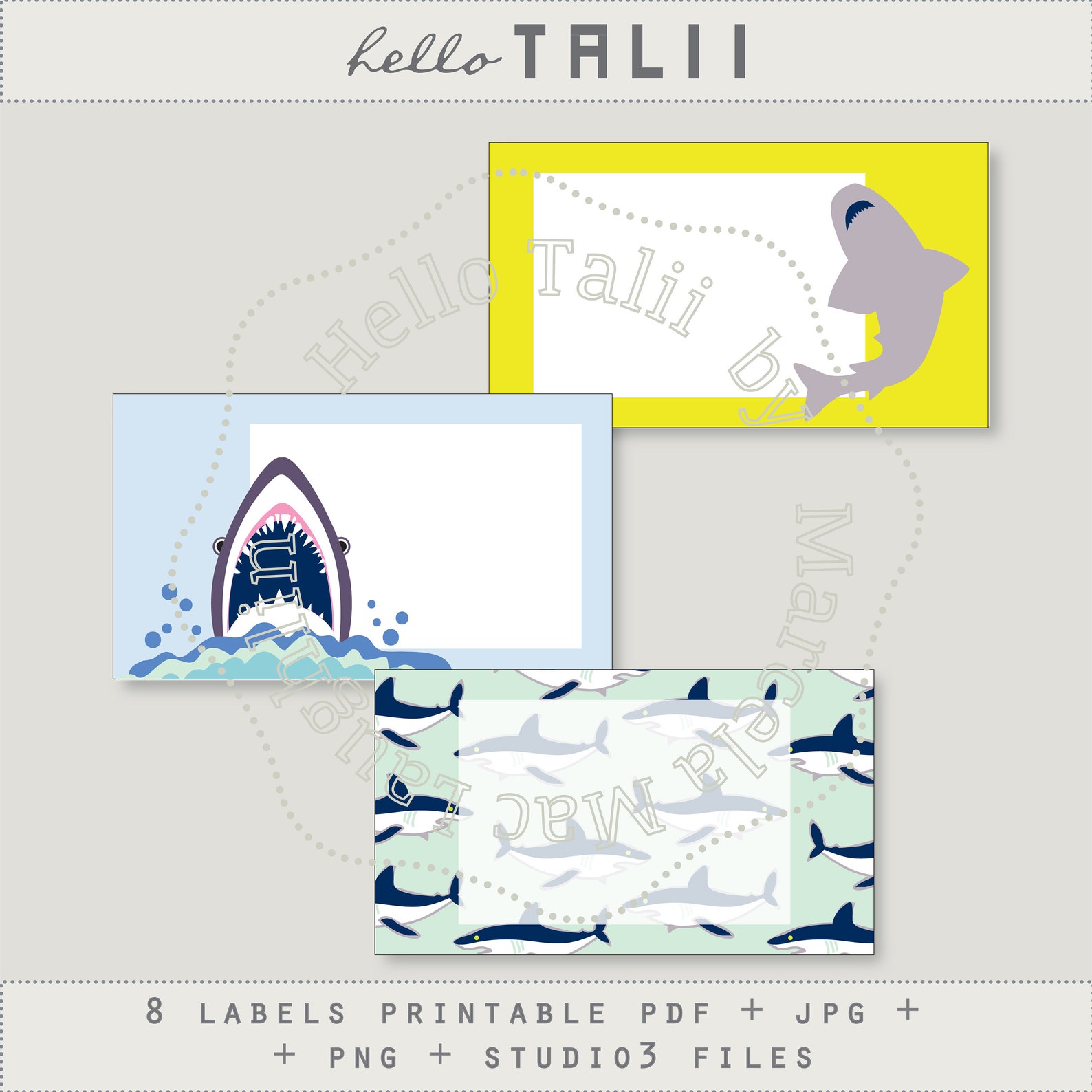 SHARK LABELS Printable Collage Sheet CUT Files Sharks Food | Etsy