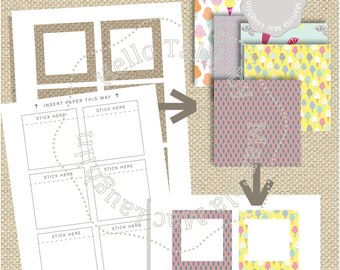STICKY NOTE Photoshop Template- 3 inch squares 3 x 3 square Collage Sheet + Blank center Ready for printer Fully layered PSD + Png + Jpg