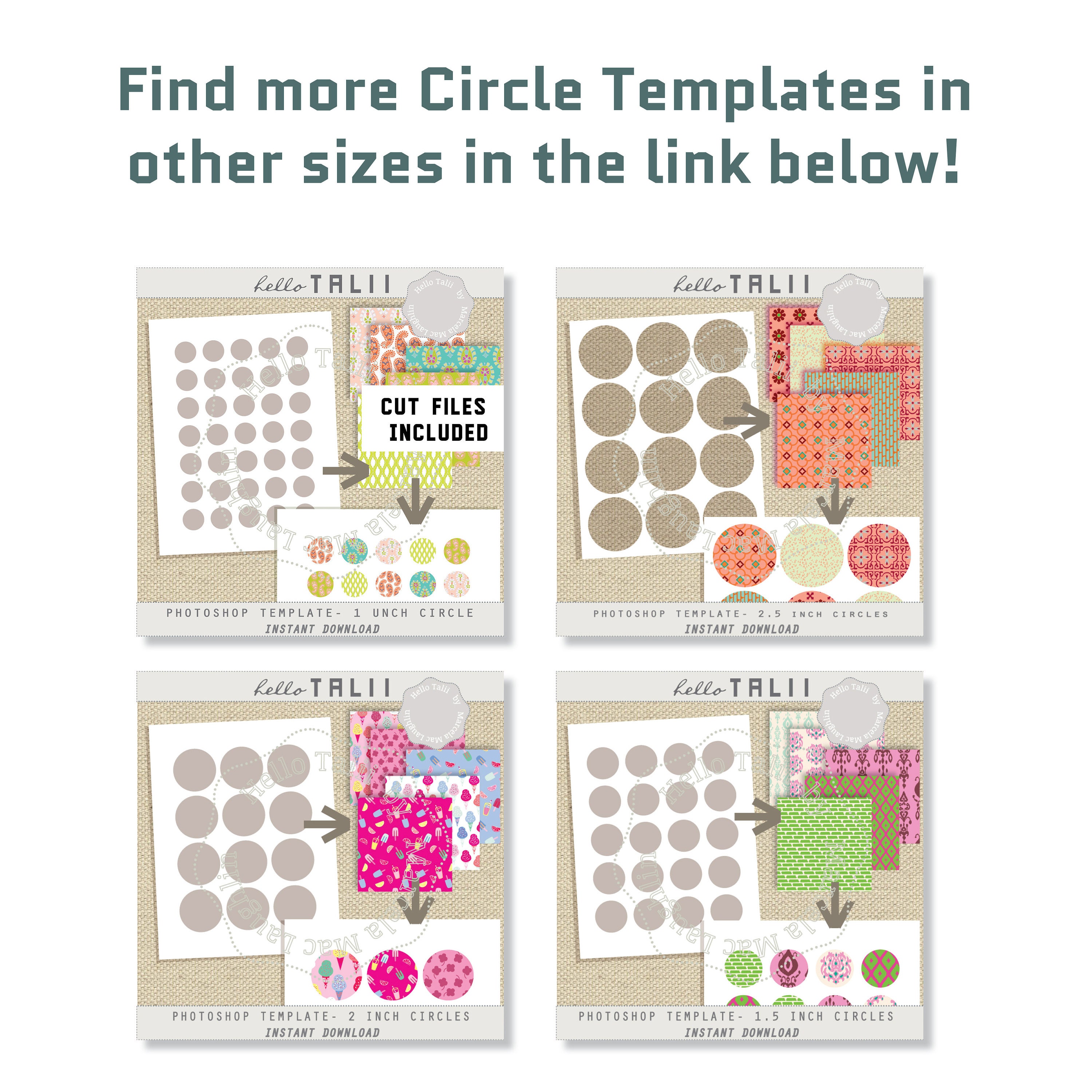 2.25 Inch Circle Photoshop Template Digital Collage Sheet - Etsy