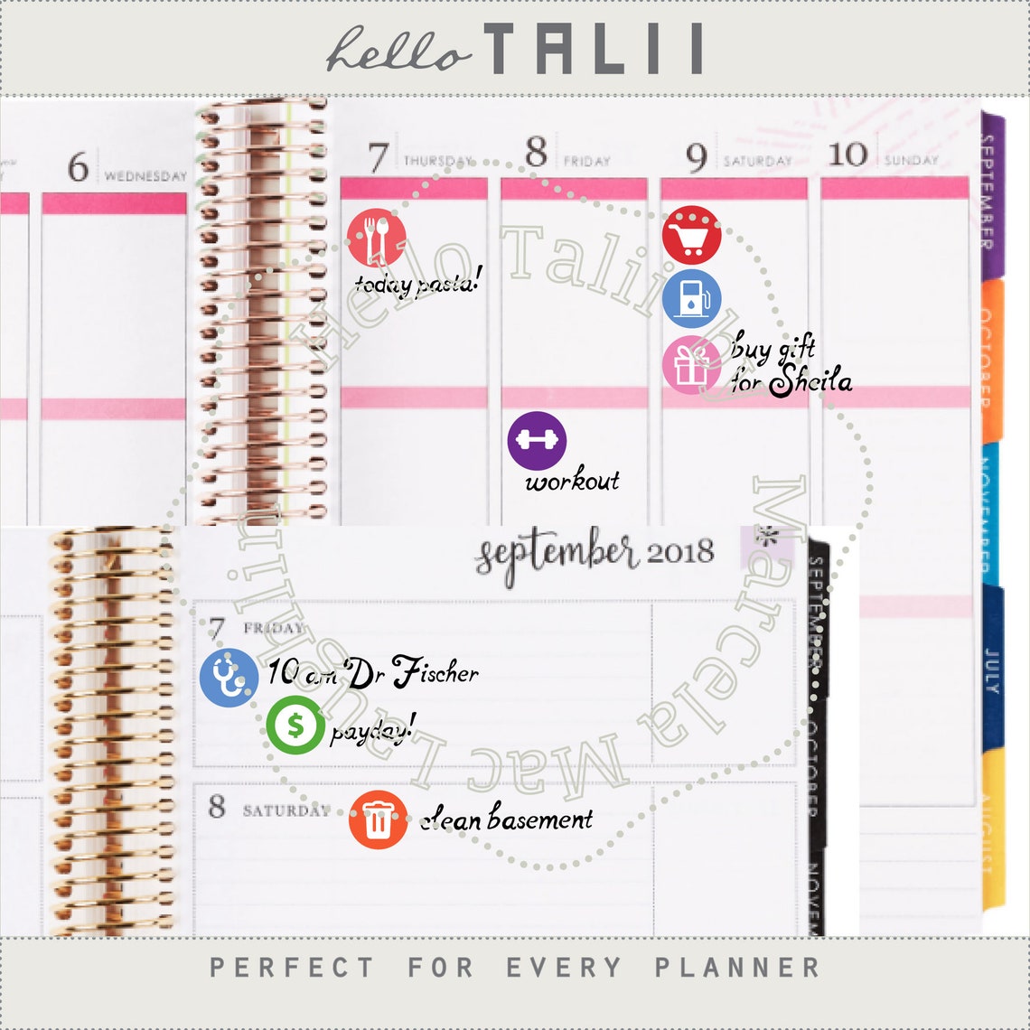 WEEKLY Planner Stickers- Week Organization Icons Printable Stickers+ ...