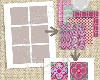 3 inch Square Photoshop Template- 3x3 square inches Collage Sheet Template Fully layered PSD + PNG + Jpg- Jewelry Crafts Decoupage Cake Topp