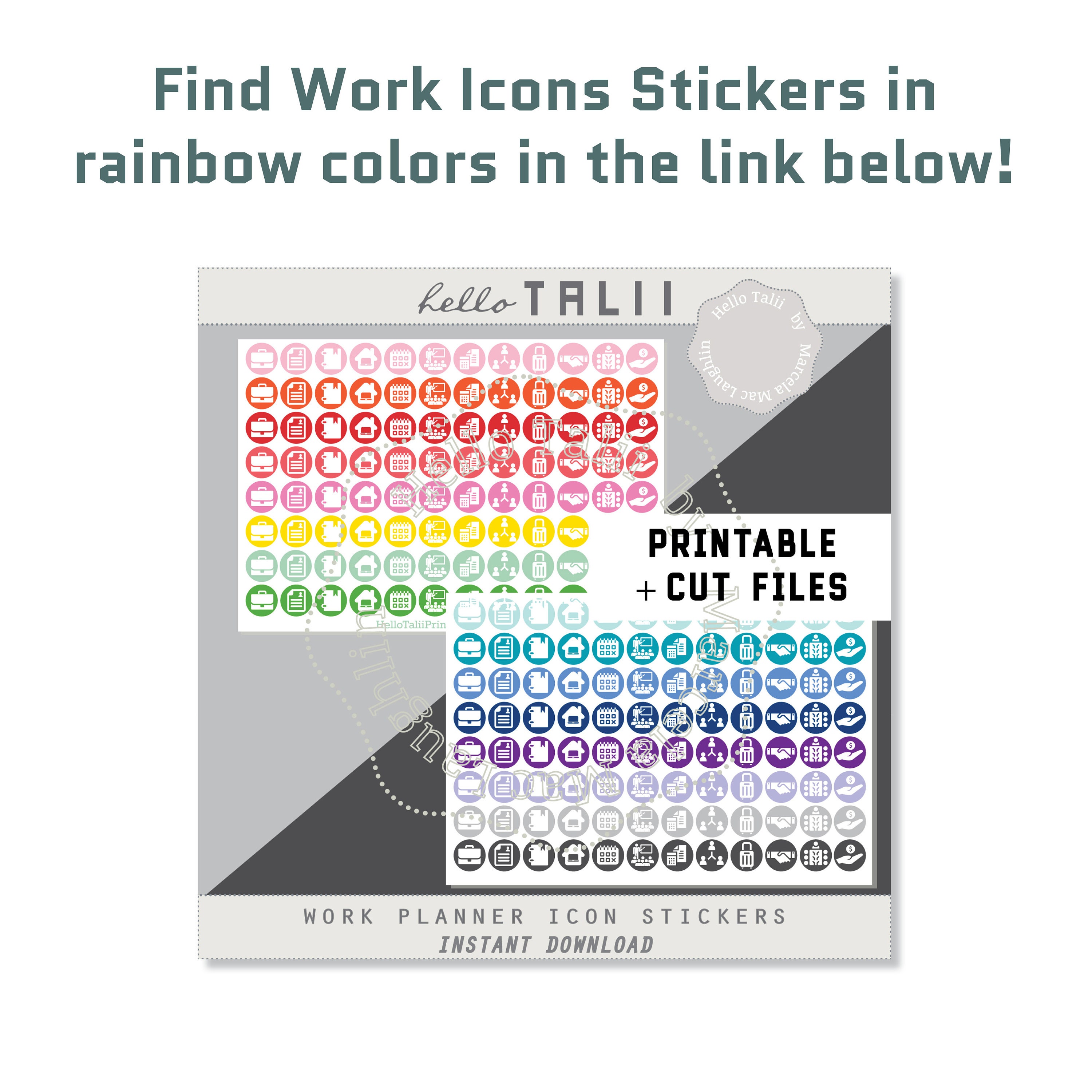 WORK ICON Stickers Neutral and Pastel Colors Printable Cut - Etsy