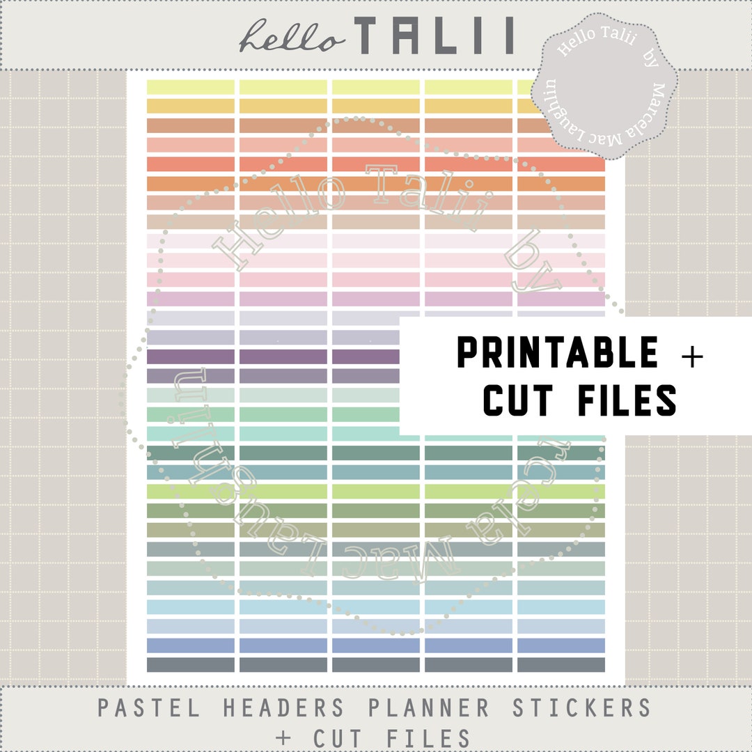 PASTEL HEADERS Planner Stickers- 150+ Printable Headers + CUT Files for ...