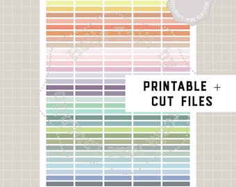 PASTEL HEADERS Planner Stickers- 150+ Printable Headers + CUT Files for Silhouette and Cricut- Pastel and Neutral colors Rectangular Banners