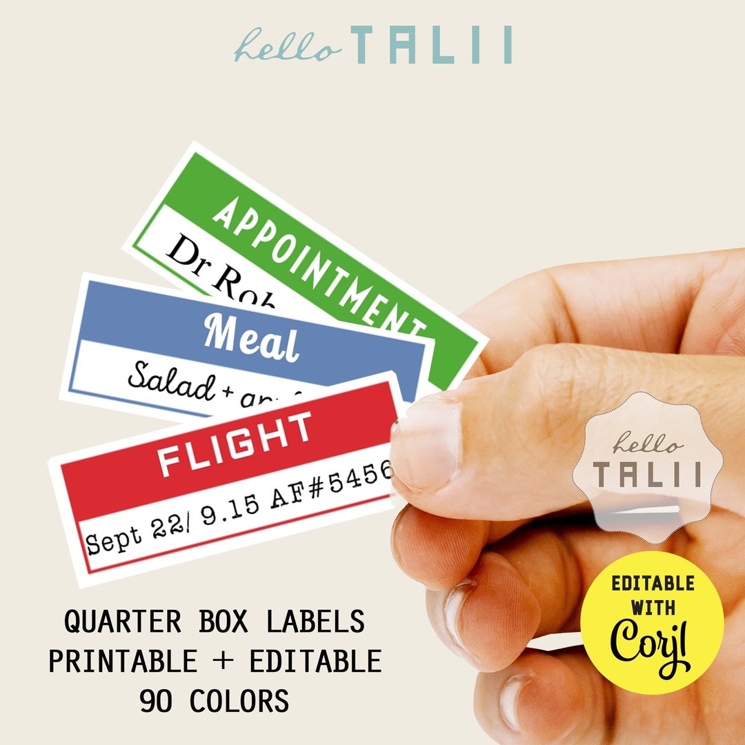 BLANK LABELS Printable Editable Quarter Box Labels Planner Stickers 90
