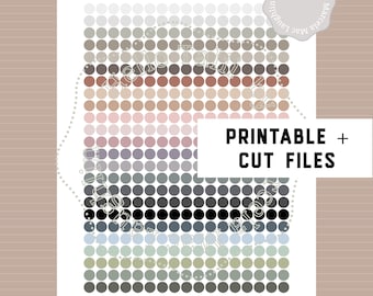 NEUTRAL TINY DOT Stickers- 24 Neutral Color Dots 0.3 inches Small Circles Planner stickers Printable + Cut Files Bullet Journal Stickers