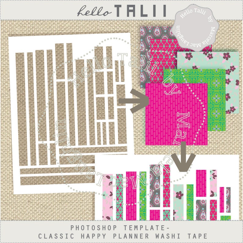 CLASSIC Happy Planner WASHI Tape Psd Template- Assorted Washi Tape ...
