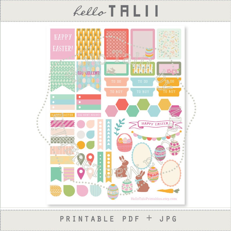 Happy EASTER Planner Stickers- Easter Printable Stickers + CUT Files ...