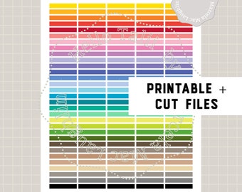 Rainbow HEADERS for Planners Printable + CUT Files Silhouette and Cricut- 150+ Multicolor Rectangular Banners for Erin Condren Happy Planner