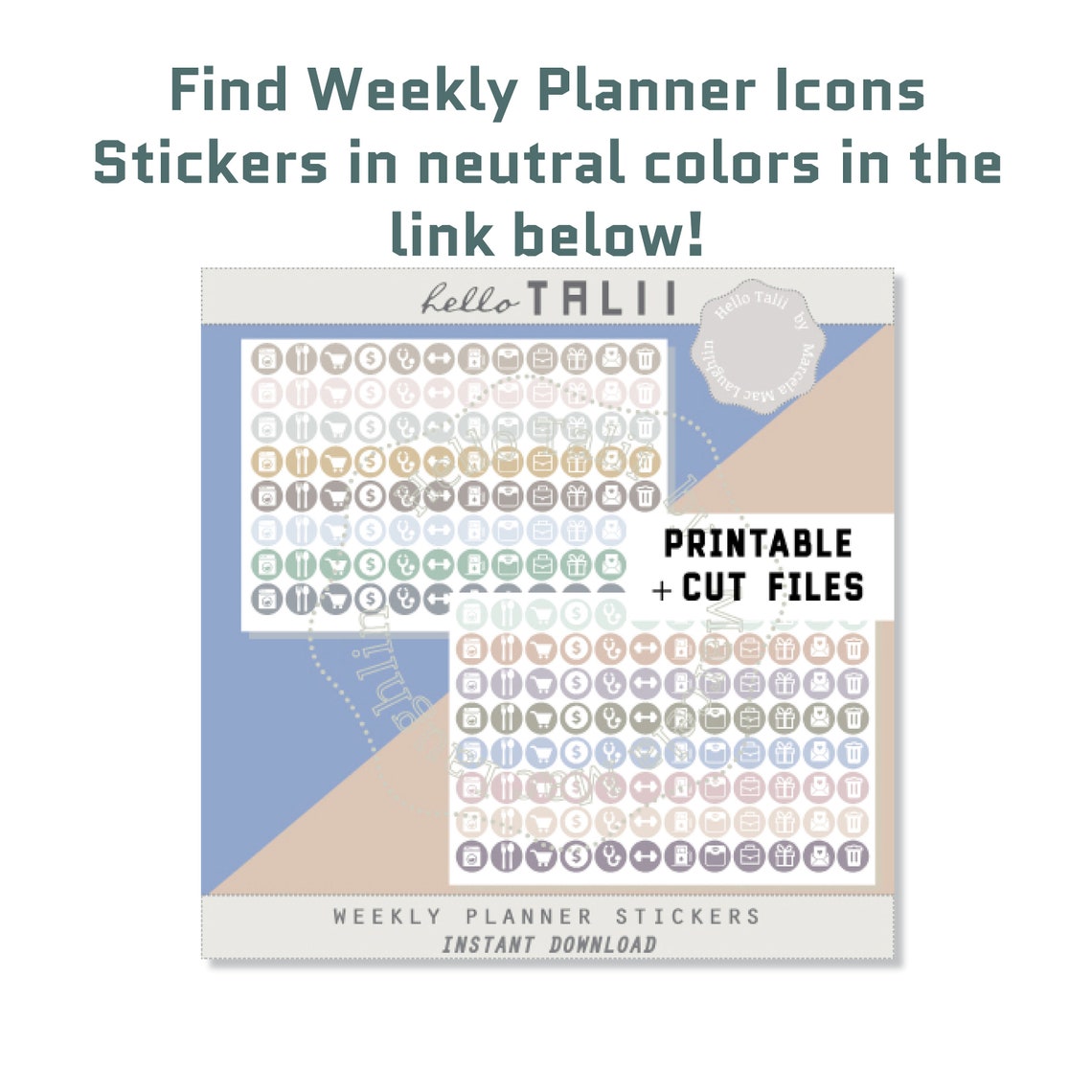 WEEKLY Planner Stickers- Week Organization Icons Printable Stickers+ ...