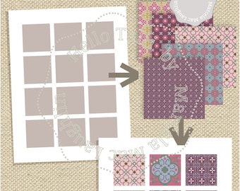 Plantilla cuadrada de 2 pulgadas para Photoshop: plantilla de joyería de 2 x 2 pulgadas, con capas completas PSD + PNG + JPG, hoja de collage cuadrada, álbum de recortes, imanes de dominó