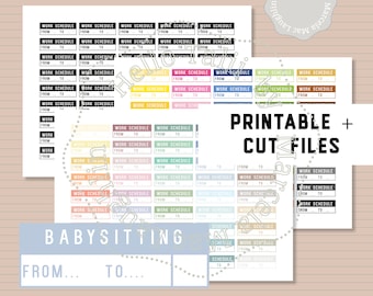 BABYSITTING Planner Stickers- Printable Babysitters Checklist Stickers + CUT files Baby Care Babysitting Tracker x Erin Condren Happy Plannr