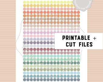 PASTEL TINY DOT Stickers- 100+ Rainbow Pastel Color Mini Dots Printable + Cut files 24 color 0.3 inches Circles Bullet Journal Stickers