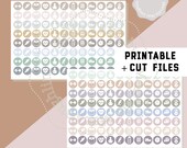 FITNESS Icons Planner Stickers- Neutral colors Work out Stickers Printable + Cut Files Weight Tracker Health Planner Diet Yoga Hydration