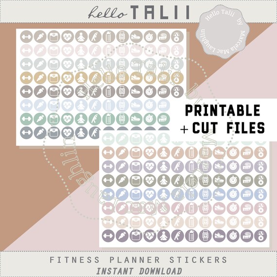 Papercraft Neutral colors Work out Stickers Printable Cut Files Weight ...
