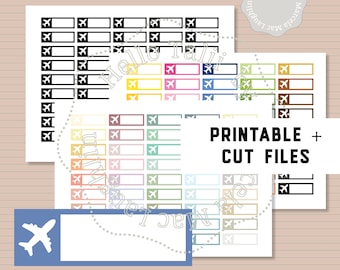 FLIGHT Planner Stickers + CUT bestanden- Flight Tracker Stickers Reisherinnering Vliegtuig Icoon 90 kleuren Labels voor Erin Condren Happy Planner