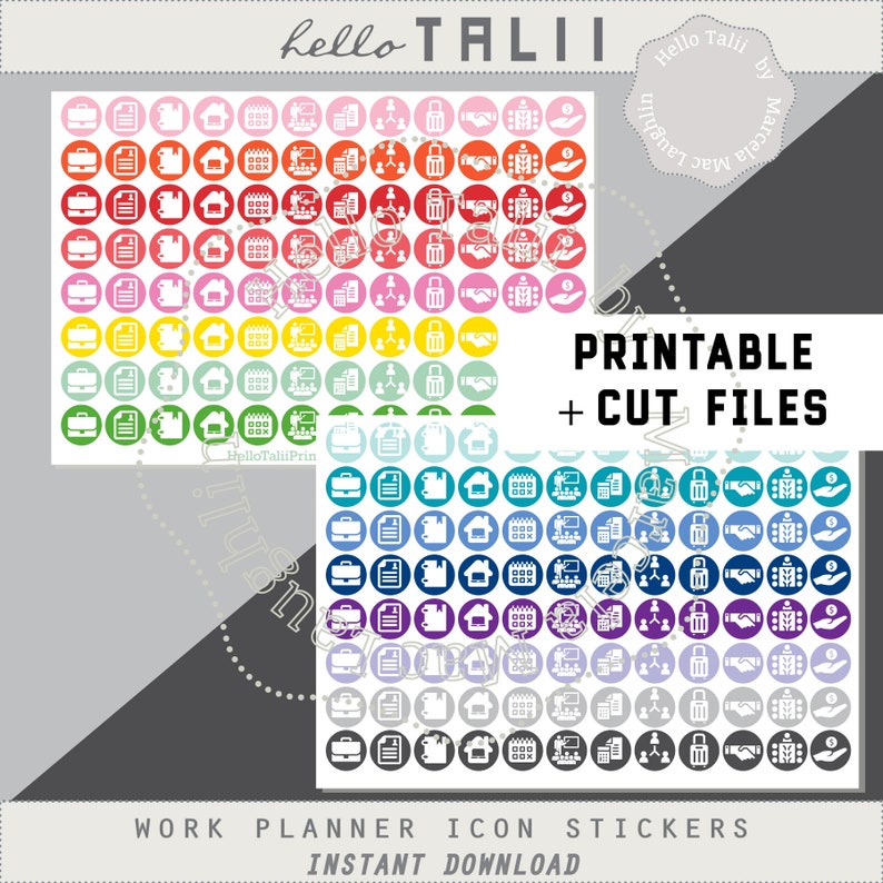 WORK Planner Stickers Work Icons Printable Stickers CUT - Etsy