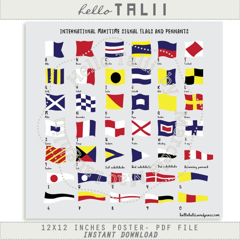 nautical flags printable poster international maritime etsy