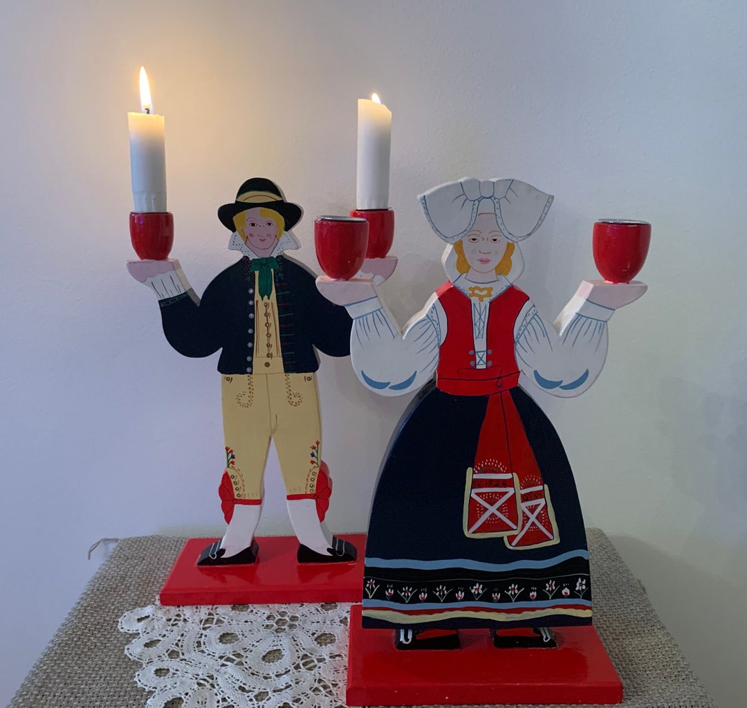 Swedish Vintage IKEA Wooden Candle Holders, Set of 2, Designed by