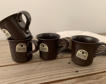 Scandinavian Vintage Höganäs Keramik, Ceramic Cup, Brown Stoneware Cup, Set of 4, Swedish Design