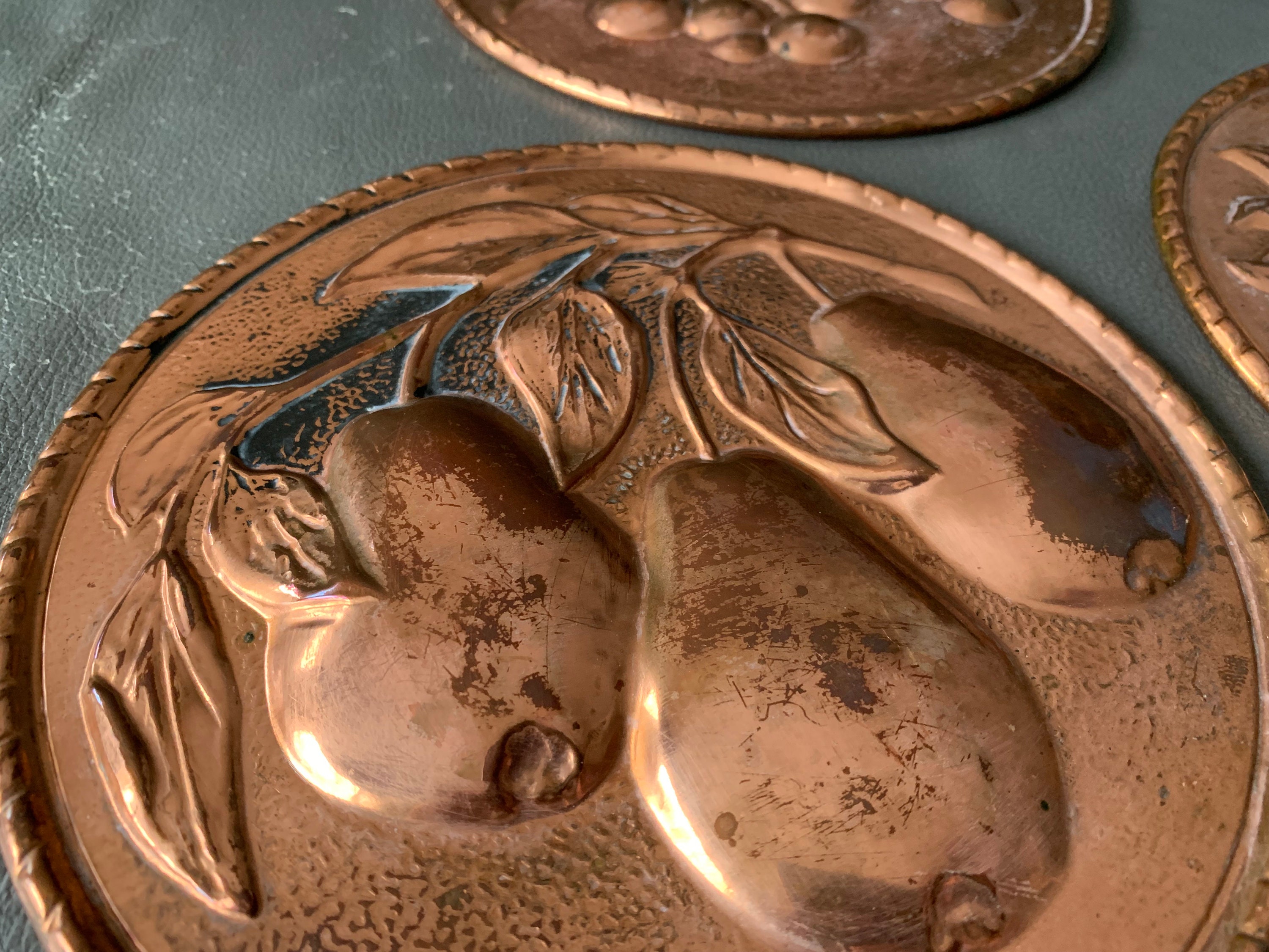Vintage English Copper Wall Plates - Set of 3