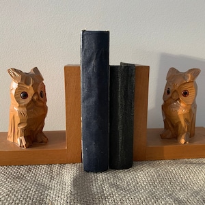 Vintage Wooden Owl Bookends, Set of 2