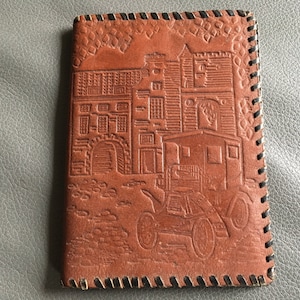 Cartera de cuero vintage soviética, cartera con estampado en relieve, cartera de cuero para hombre, fabricada en la URSS