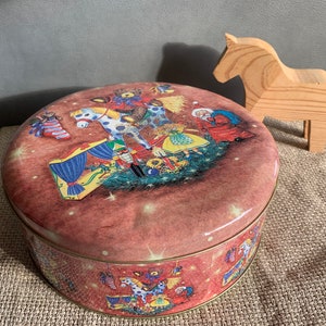 Scandinavian Vintage Cookie Tin,  Cookie Jar, Vintage Christmas