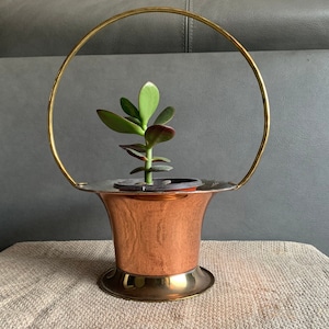 Scandinavian Vintage Copper Basket with Handle, Copper Bowl, Dalagruppen, made in Sweden