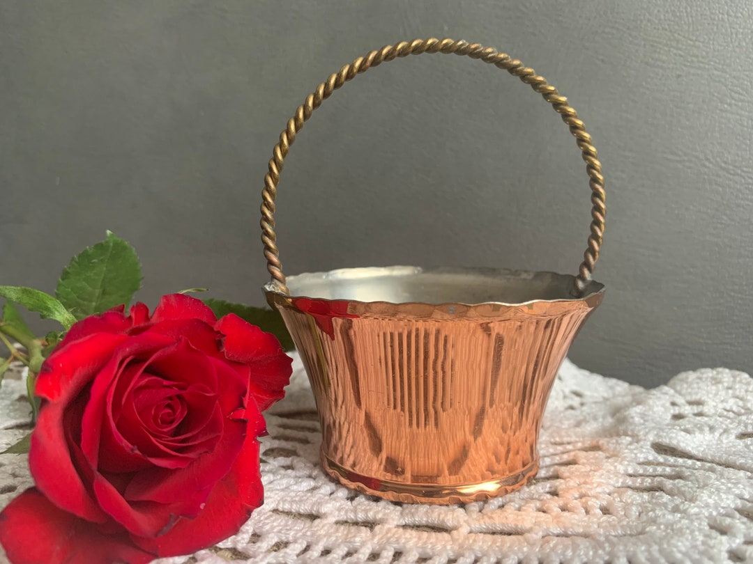 Scandinavian Vintage Copper Basket With Handle Copper Bowl Etsy