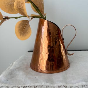 Scandinavian Vintage Copper Vase, Copper Pitcher, Copper Flower Vase, Copper Pitcher with Handle.