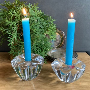 Set of 2 Orrefors Sweden Crystal Candle Holders Stella