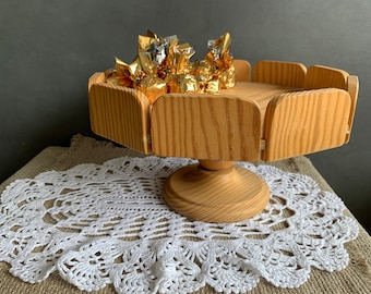 Scandinavian Vintage Wooden Footed Bowl, Wooden Bowl.