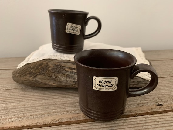 Scandinavian Vintage Höganäs Keramik, Ceramic Cup, Brown Stoneware Cup, Set of 2, Swedish Design