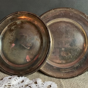 Scandinavian Vintage Silver Colored Tray, Antique Metal Tray, Set of 2