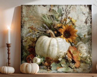Pumpkin Canvas Wall Art: Autumn Fall Decor