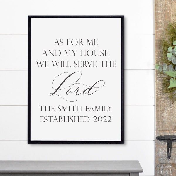 Personalized Wedding Gift, As For Me And My House We Will Serve The Lord Sign, Personalized Decor