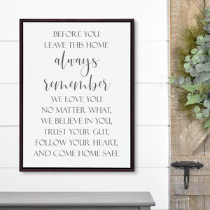 Before You Leave This Home Sign, Entryway Sign, Sign From Parents To Kids