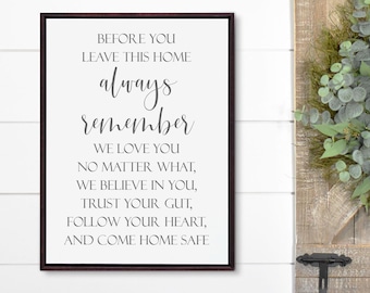 Before You Leave This Home Sign, Entryway Sign, Sign From Parents To Kids