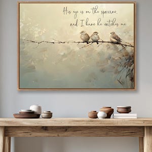 Birds Wall Art, His Eye Is On The Sparrow, Christian Wall Decor