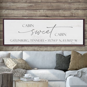 Cabin Sweet Cabin Sign, Cabin Wall Decor, Personalized Cabin Sign