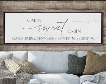 Cabin Sweet Cabin Sign, Cabin Wall Decor, Personalized Cabin Sign