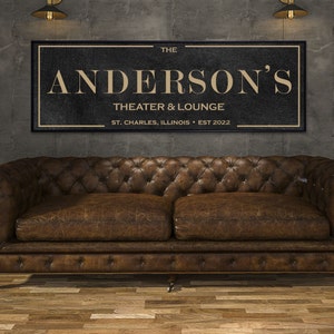 Personalized Theater And Lounge Sign, Custom Theater Sign, Personalized Decor