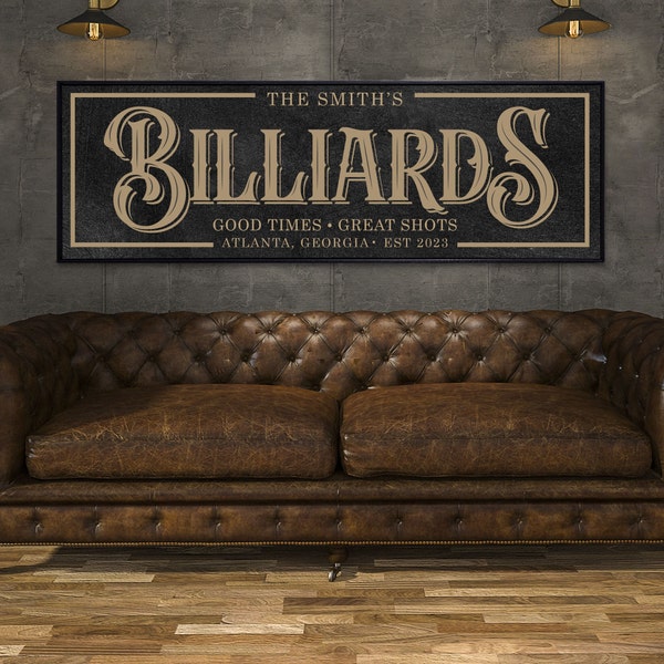 Personalized Billiards Sign, Modern Farmhouse Billiards Sign, Personalized Decor