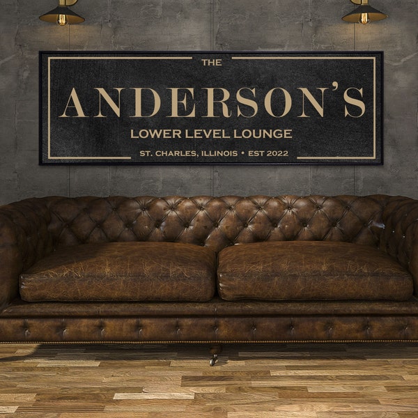 Personalized Lower Level Lounge Sign, Customized Basement Sign, Personalized Decor