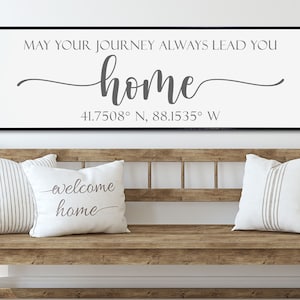 Home Sign With Coordinates, Longitude Latitude Sign, May Your Journey Always Lead You Home