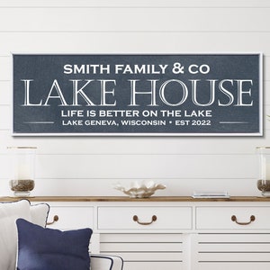 Custom Lake House Sign, Blue Lake House Sign, Personalized Lake House Decor